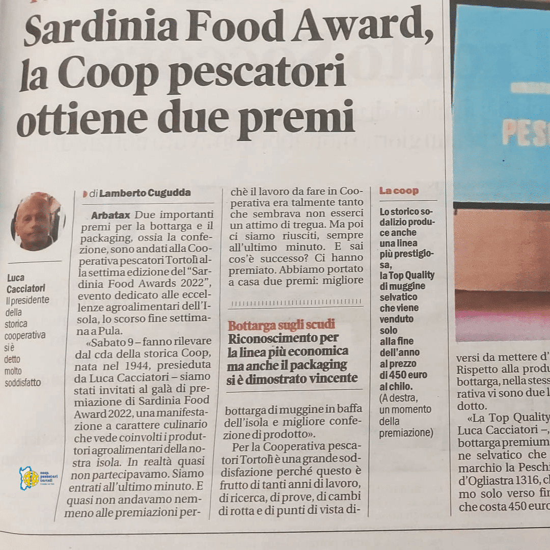 CPT premio 1 Cooperativa Pescatori Tortolì